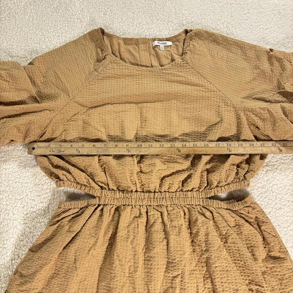 Madewell Cottagecore Seersucker Puff Short Sleeve Cutout Peasant Dress Size XXL - Picture 7 of 9